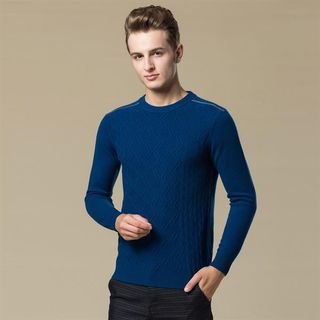 Men Long Sleeve Round Neck Pullover